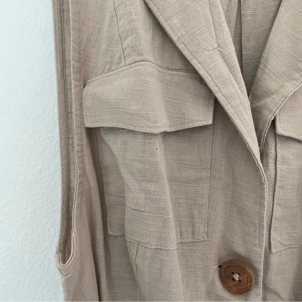 Free People Hepburn Cotton Trench Dress Tan Size 4 Belted Button Front Mini - Picture 5 of 13
